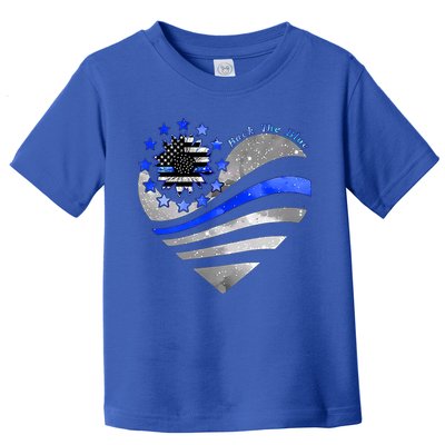Sunflower Thin Blue Line Police Heart Back The Blue Law Enfo Cute Gift Toddler T-Shirt