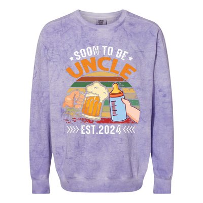 Soon To Be Uncle Again 2024 Funny Pregnancy Announcement Dad Colorblast Crewneck Sweatshirt