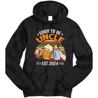 Soon To Be Uncle Again 2024 Funny Pregnancy Announcement Dad Tie Dye Hoodie