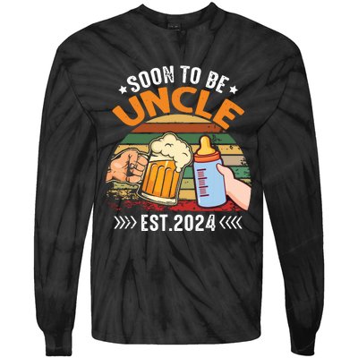 Soon To Be Uncle Again 2024 Funny Pregnancy Announcement Dad Tie-Dye Long Sleeve Shirt