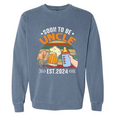 Soon To Be Uncle Again 2024 Funny Pregnancy Announcement Dad Garment-Dyed Sweatshirt