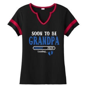 Soon To Be Grandpa Est2024 New Grandpa Pregnancy Ladies Halftime Notch Neck Tee