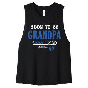 Soon To Be Grandpa Est2024 New Grandpa Pregnancy Women's Racerback Cropped Tank