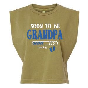 Soon To Be Grandpa Est2024 New Grandpa Pregnancy Garment-Dyed Women's Muscle Tee