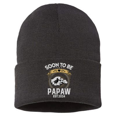 Soon To Be Papaw Est 2024 New Dad Promoted To Papaw Sustainable Knit Beanie