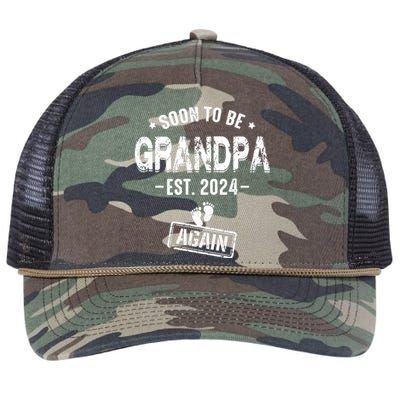 Soon To Be Grandpa Again Promoted To Grandpa Again 2024 Retro Rope Trucker Hat Cap