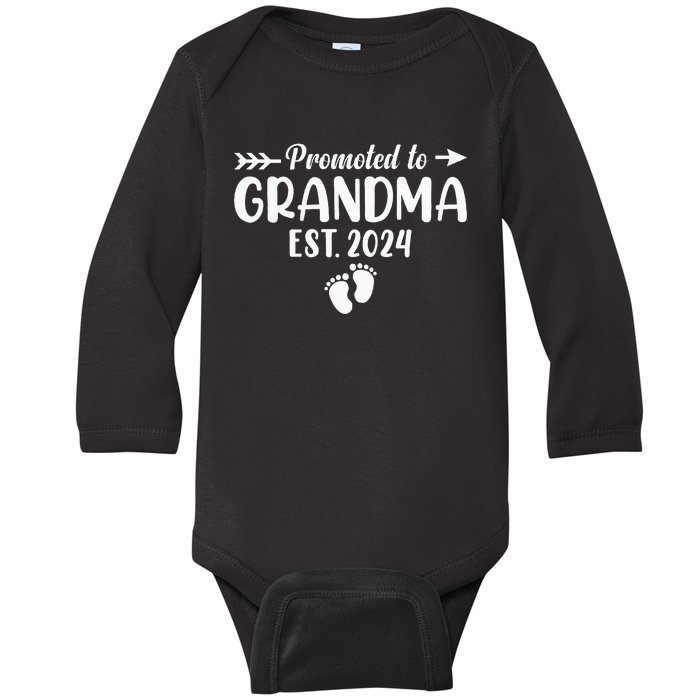 Soon To Be Grandma 2024 Gift Promoted To Grandma Est 2024 Baby Long Sleeve Bodysuit