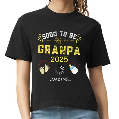 Soon To Be Grandpa 2025 Loading Promoted To Grandpa 2025 Comfort Colors Boxy T-Shirt