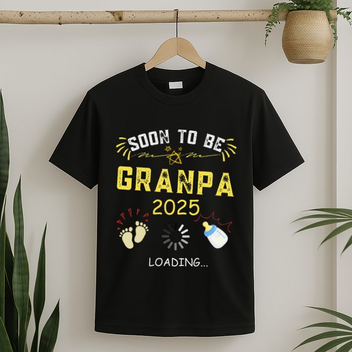 Soon To Be Grandpa 2025 Loading Promoted To Grandpa 2025 T-Shirt