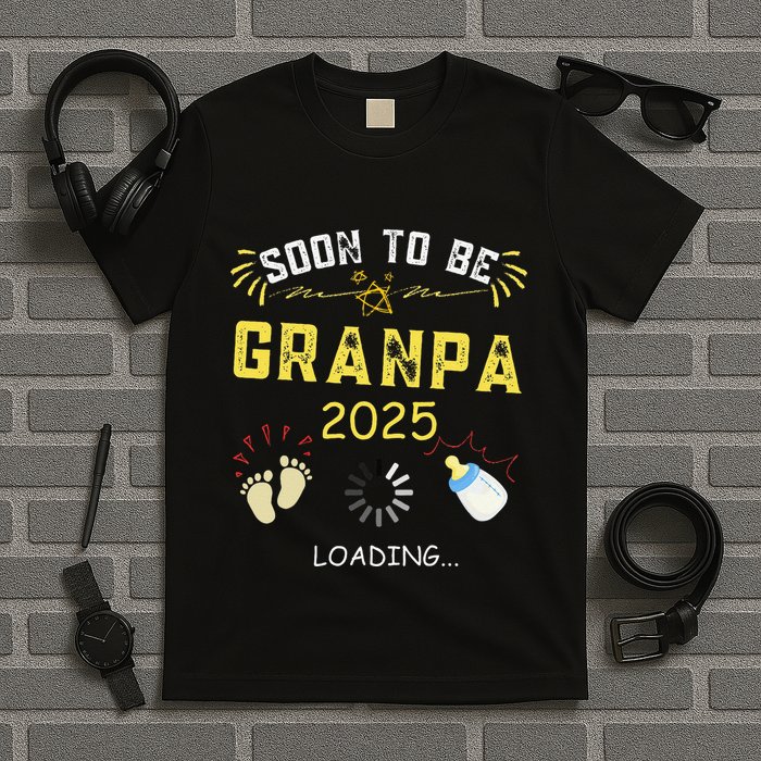 Soon To Be Grandpa 2025 Loading Promoted To Grandpa 2025 T-Shirt