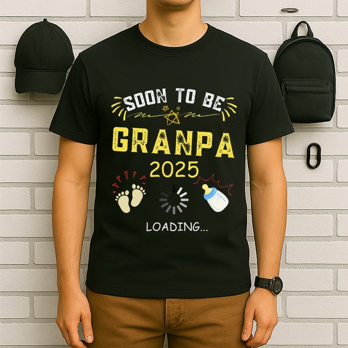 Soon To Be Grandpa 2025 Loading Promoted To Grandpa 2025 T-Shirt