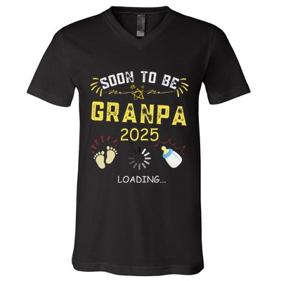 Soon To Be Grandpa 2025 Loading Promoted To Grandpa 2025 V-Neck T-Shirt