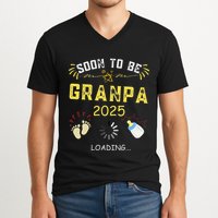 Soon To Be Grandpa 2025 Loading Promoted To Grandpa 2025 V-Neck T-Shirt