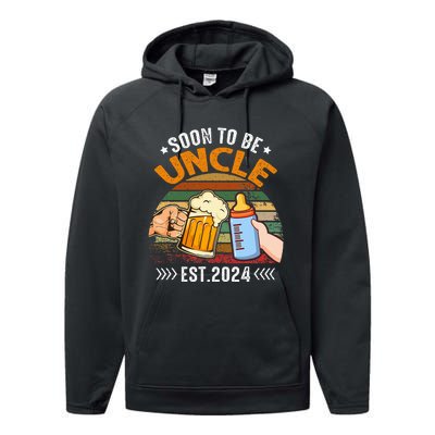 Soon To Be Uncle Again 2024 Funny Pregnancy Announcement Dad Performance Fleece Hoodie