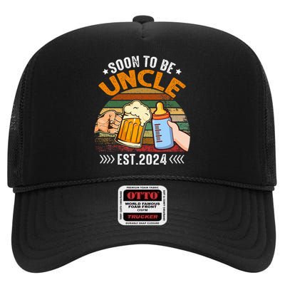 Soon To Be Uncle Again 2024 Funny Pregnancy Announcement Dad High Crown Mesh Back Trucker Hat