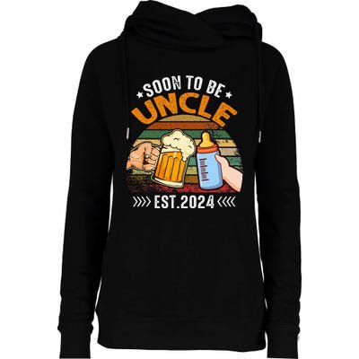 Soon To Be Uncle Again 2024 Funny Pregnancy Announcement Dad Womens Funnel Neck Pullover Hood