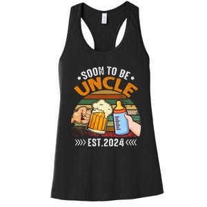 Soon To Be Uncle Again 2024 Funny Pregnancy Announcement Dad Women's Racerback Tank