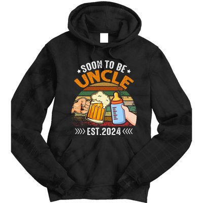 Soon To Be Uncle Again 2024 Funny Pregnancy Announcement Dad Tie Dye Hoodie