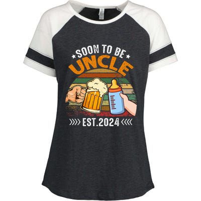 Soon To Be Uncle Again 2024 Funny Pregnancy Announcement Dad Enza Ladies Jersey Colorblock Tee