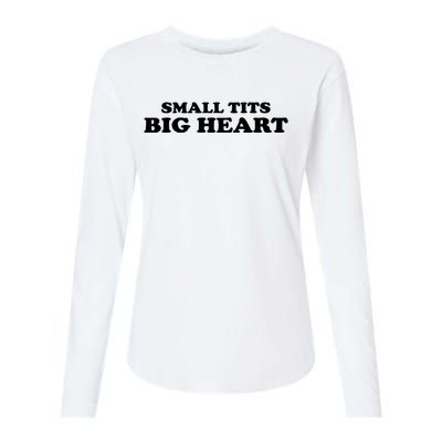 Small Tits Big Heart Funny Girl Womens Cotton Relaxed Long Sleeve T-Shirt