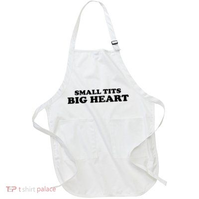 Small Tits Big Heart Funny Girl Full-Length Apron With Pockets