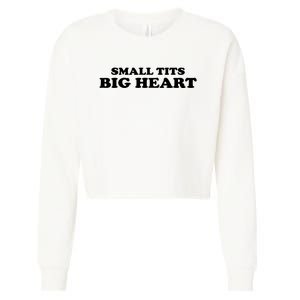 Small Tits Big Heart Funny Girl Cropped Pullover Crew