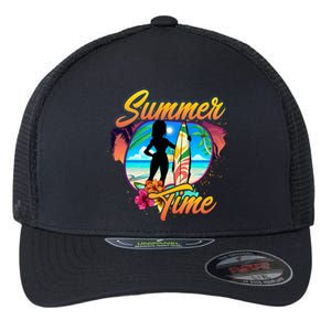 Summer Time Beach Vibes Print Flexfit Unipanel Trucker Cap