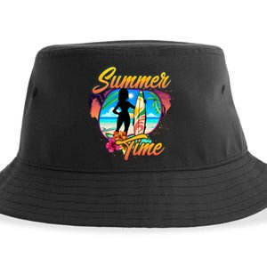 Summer Time Beach Vibes Print Sustainable Bucket Hat