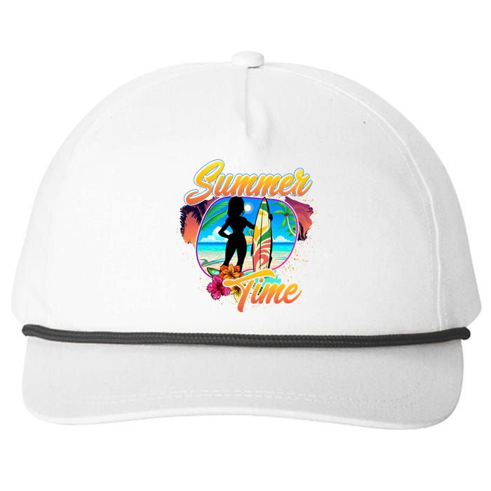 Summer Time Beach Vibes Print Snapback Five-Panel Rope Hat