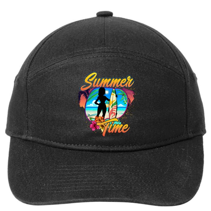 Summer Time Beach Vibes Print 7-Panel Snapback Hat