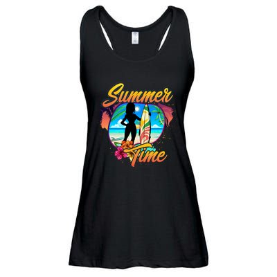 Summer Time Beach Vibes Print Ladies Essential Flowy Tank