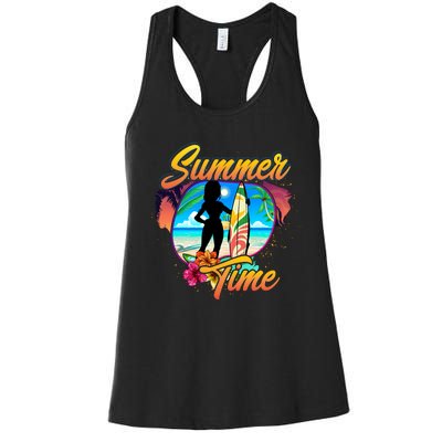 Summer Time Beach Vibes Print Women's Racerback Tank