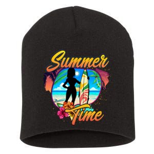 Summer Time Beach Vibes Print Short Acrylic Beanie