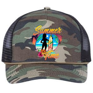 Summer Time Beach Vibes Print Retro Rope Trucker Hat Cap