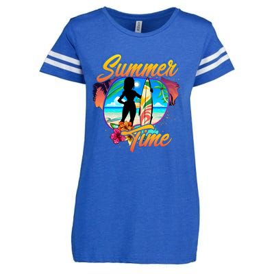 Summer Time Beach Vibes Print Enza Ladies Jersey Football T-Shirt