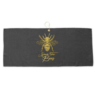 Save The Bees Beekeeper Beekeeping Vintage Bee Large Microfiber Waffle Golf Towel