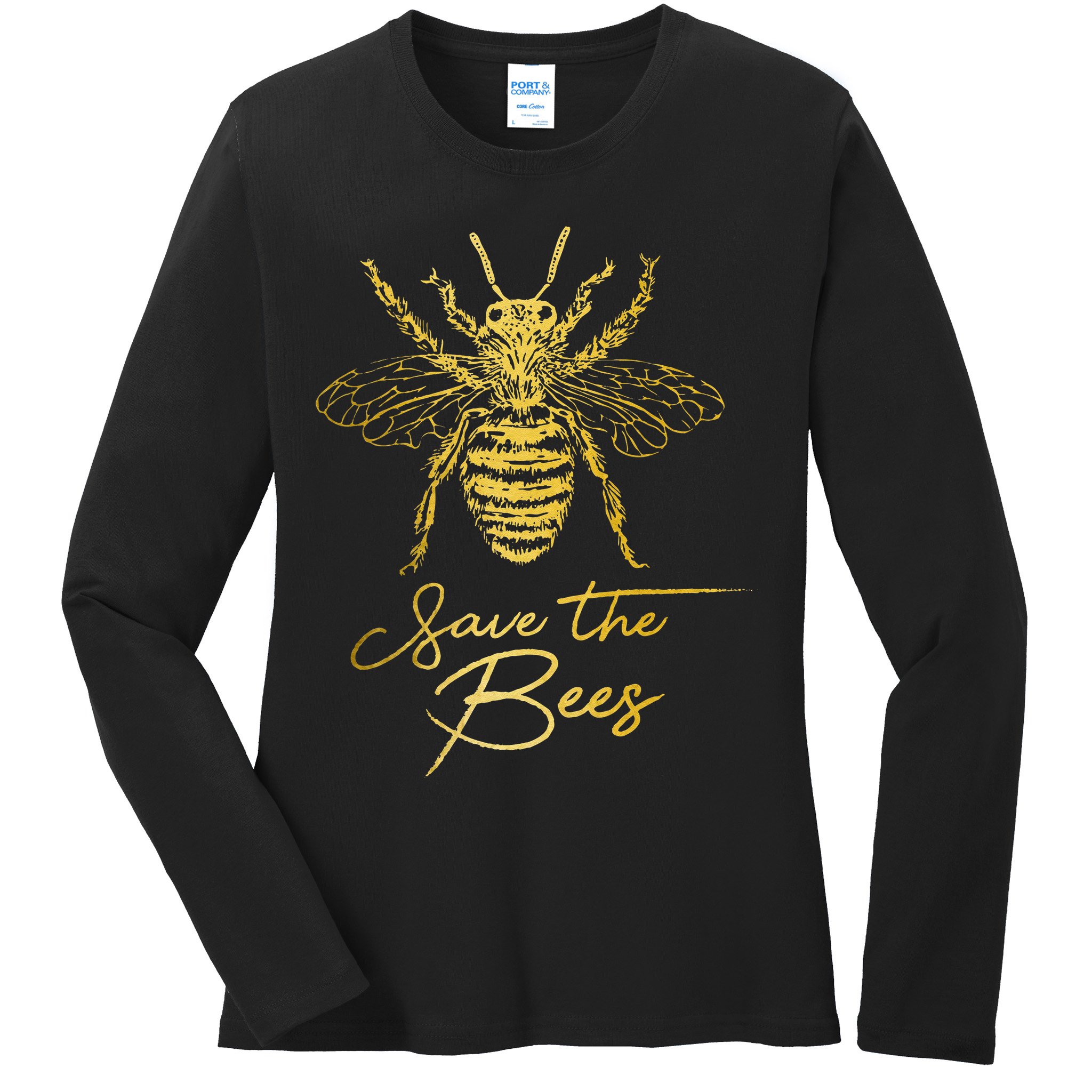 Save The Bees Beekeeper Beekeeping Vintage Bee Ladies Long Sleeve Shirt