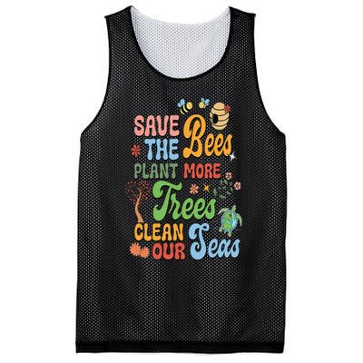 Save the Bees Plant More Trees Climate Change Funny Earth Mesh Reversible Basketball Jersey Tank