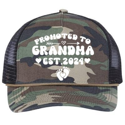 Soon To Be Grandma 2024 Gift Promoted To Grandma Est 2024 Retro Rope Trucker Hat Cap