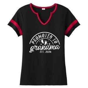 Soon to Be Grandma 2024 Promoted to Grandma Est 2024  Ladies Halftime Notch Neck Tee