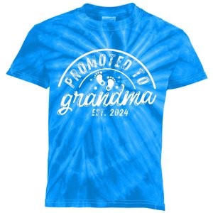 Soon to Be Grandma 2024 Promoted to Grandma Est 2024  Kids Tie-Dye T-Shirt