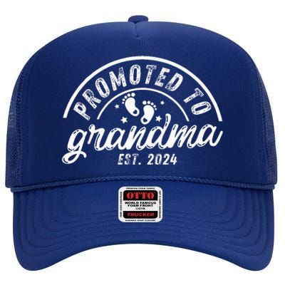 Soon to Be Grandma 2024 Promoted to Grandma Est 2024  High Crown Mesh Back Trucker Hat