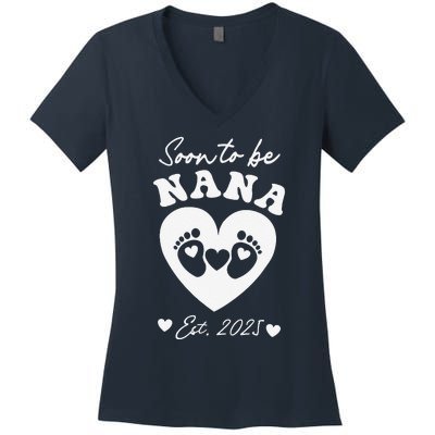 Soon To Be Nana 2025 Mothers Day First Time Mom Pregnancy Women's V-Neck T-Shirt