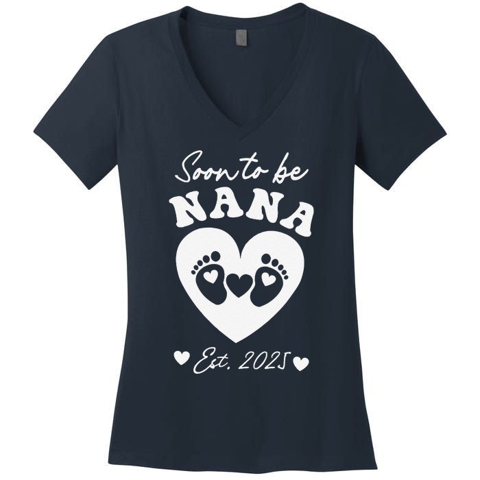 Soon To Be Nana 2025 Mothers Day First Time Mom Pregnancy Women's V-Neck T-Shirt