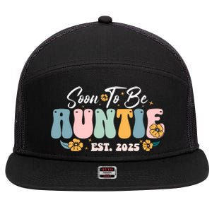 Soon To Be Auntie Est 2025 7 Panel Mesh Trucker Snapback Hat