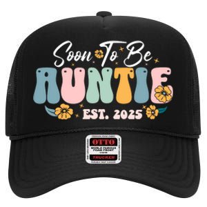 Soon To Be Auntie Est 2025 High Crown Mesh Back Trucker Hat