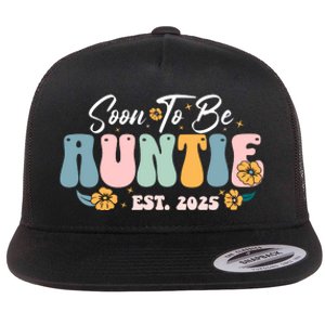 Soon To Be Auntie Est 2025 Flat Bill Trucker Hat