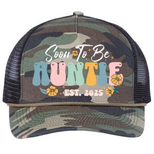 Soon To Be Auntie Est 2025 Retro Rope Trucker Hat Cap