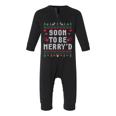 Soon To Be MerryD Engaged Couples Matching Ugly Christmas Infant Fleece One Piece