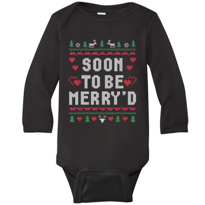 Soon To Be MerryD Engaged Couples Matching Ugly Christmas Baby Long Sleeve Bodysuit